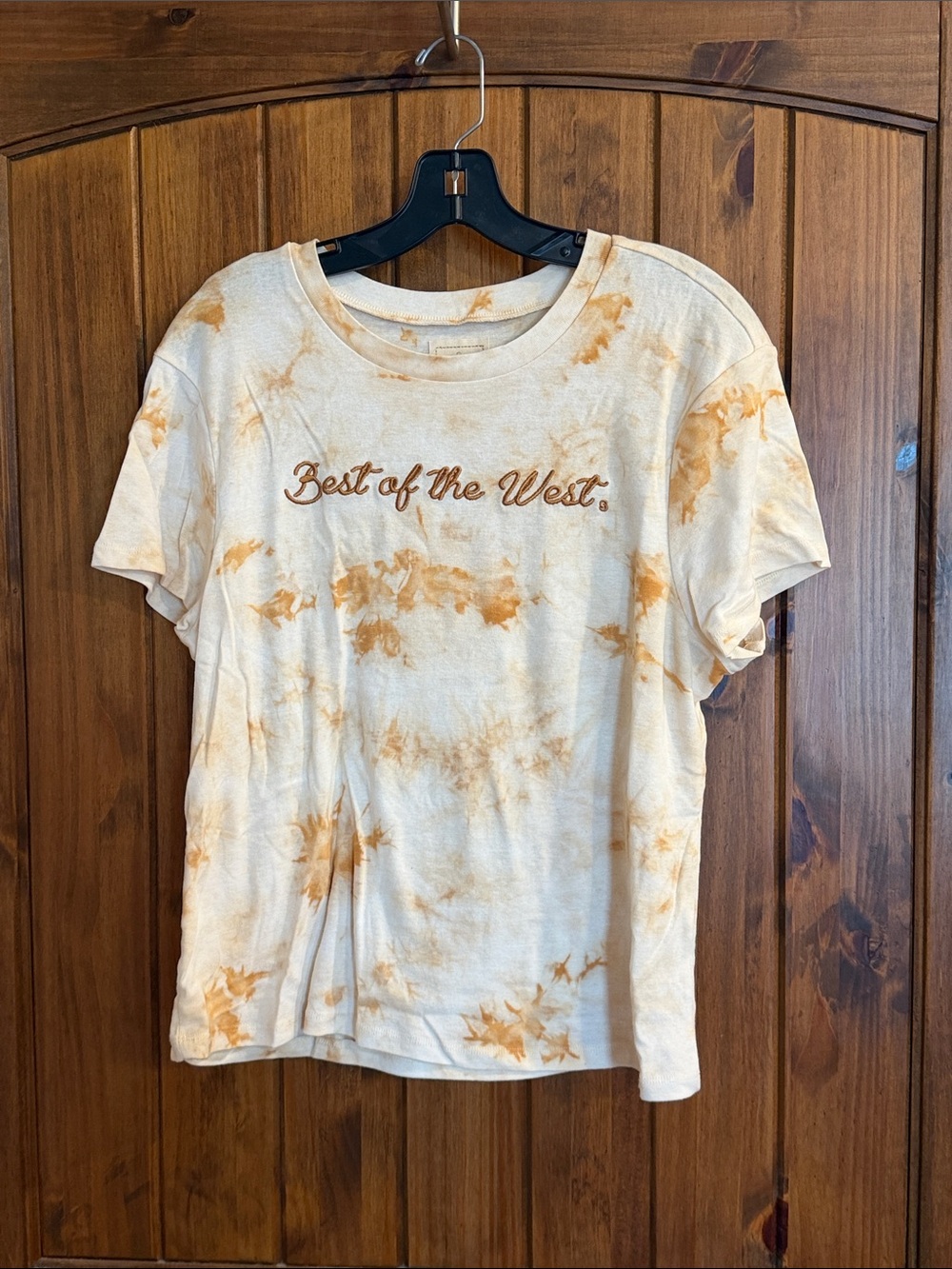 Best of the West Cream & Orange Tie-Dye Crewneck Tee